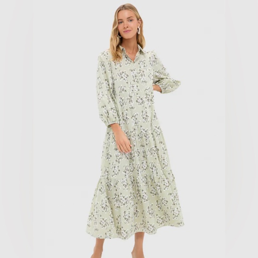 Tuckernuck Dress. Pomander Place. Green Ditsy Floral Mabel Maxi Dress.